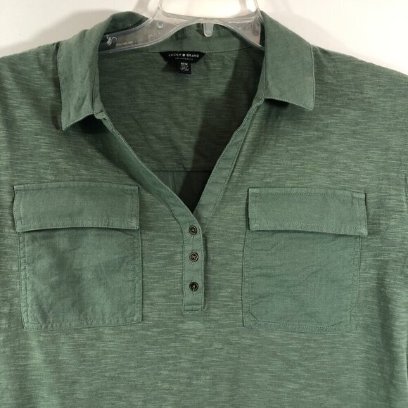 Lucky Brand Green V-Neck Knit Top Size Medium - Picture 3 of 5